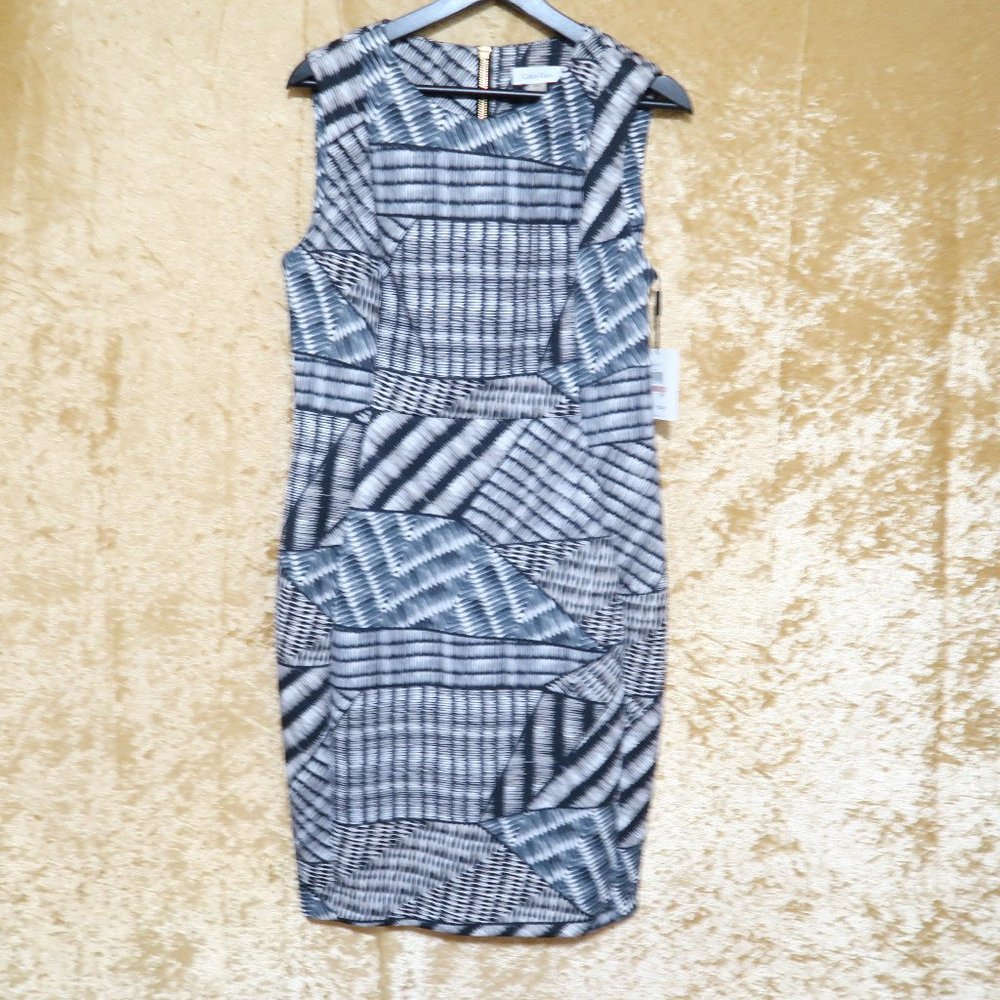 Calvin Klein Printed Scuba Sheath Dress - Size 12